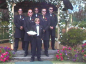 Nathan and groomsmen 
            waiting for Amie