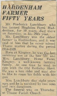 Death notice in the Bucks Yeoman of Fred